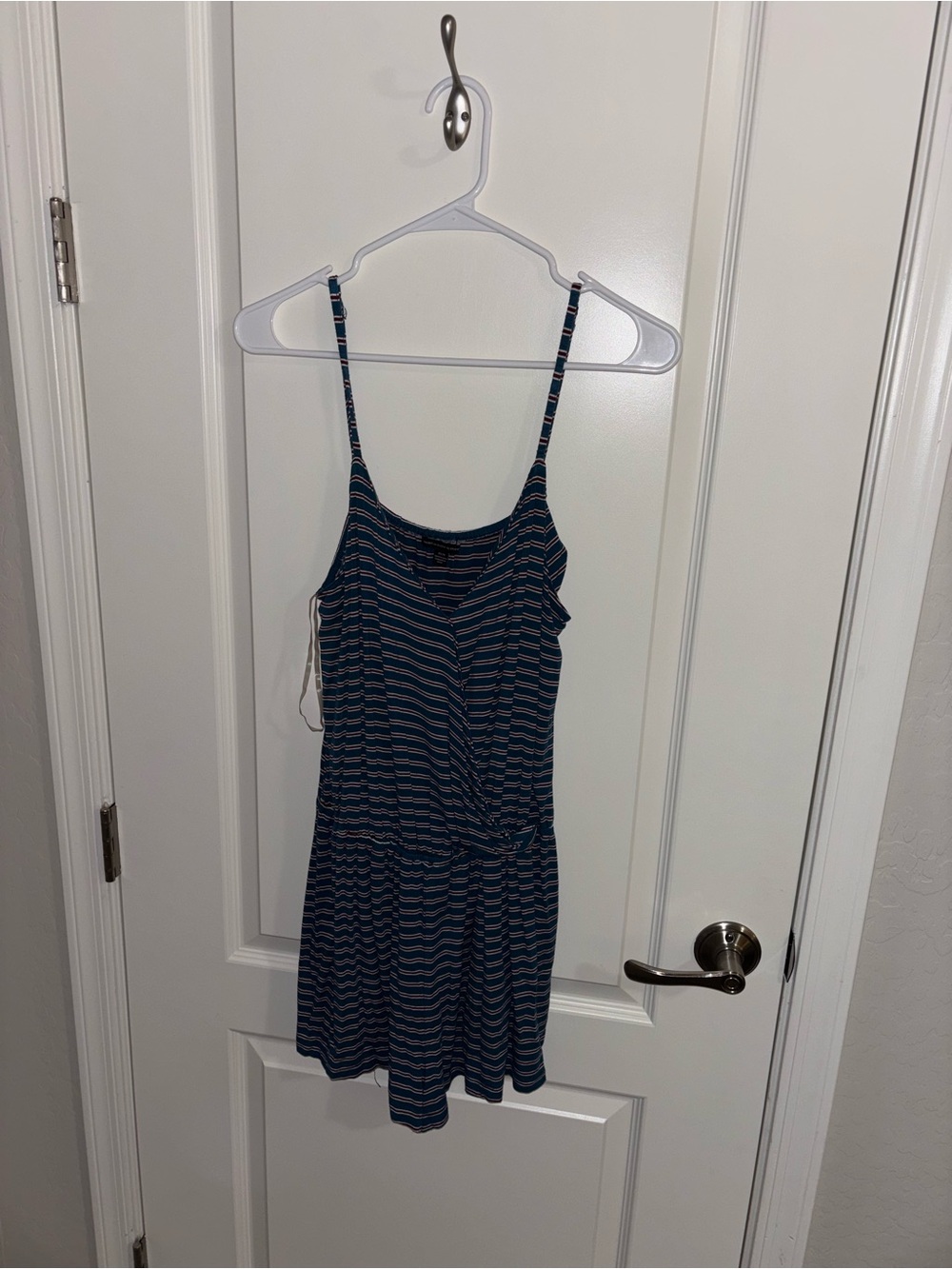 American Eagle Blue Striped Wrap Romper - Size M